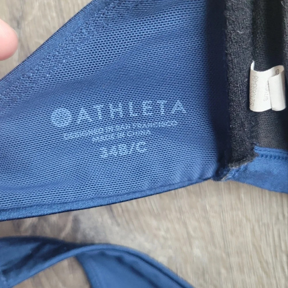 Athleta Aqualuxe 2-Way Bikini Top, Blue, Size 34 B/C, Halter Neck - Picture 3 of 4